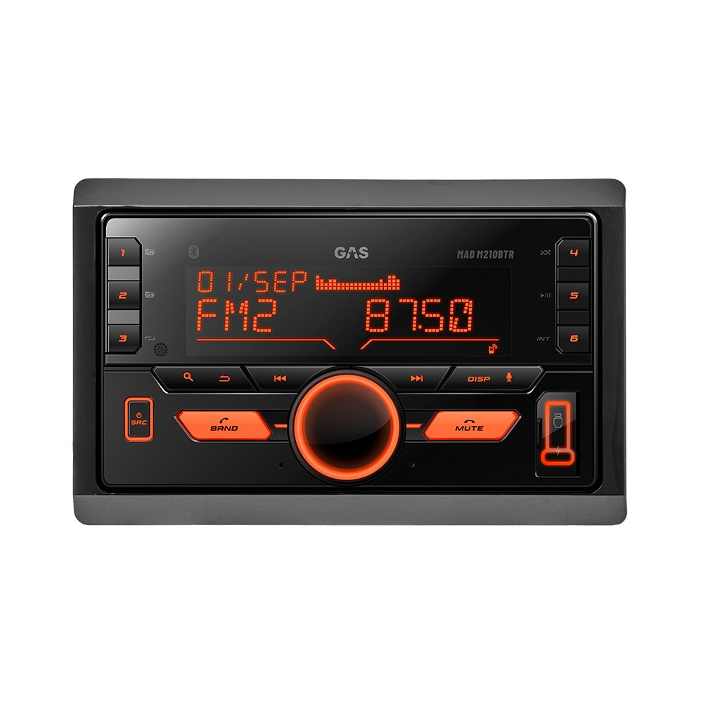 GAS MAD M210-BTR, 2-DIN-Autoradio mit Bluetooth und 2 Paar Vorverstärkerausgängen