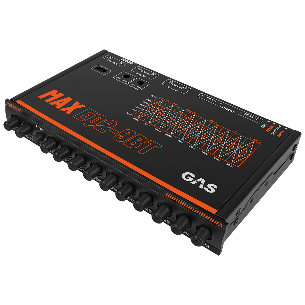 GAS MAX EQ2-9, 9-Band-Analog-Equalizer mit Bluetooth