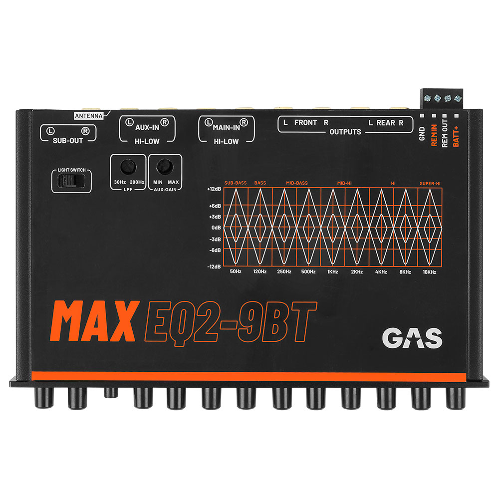 GAS MAX EQ2-9, 9-Band-Analog-Equalizer mit Bluetooth