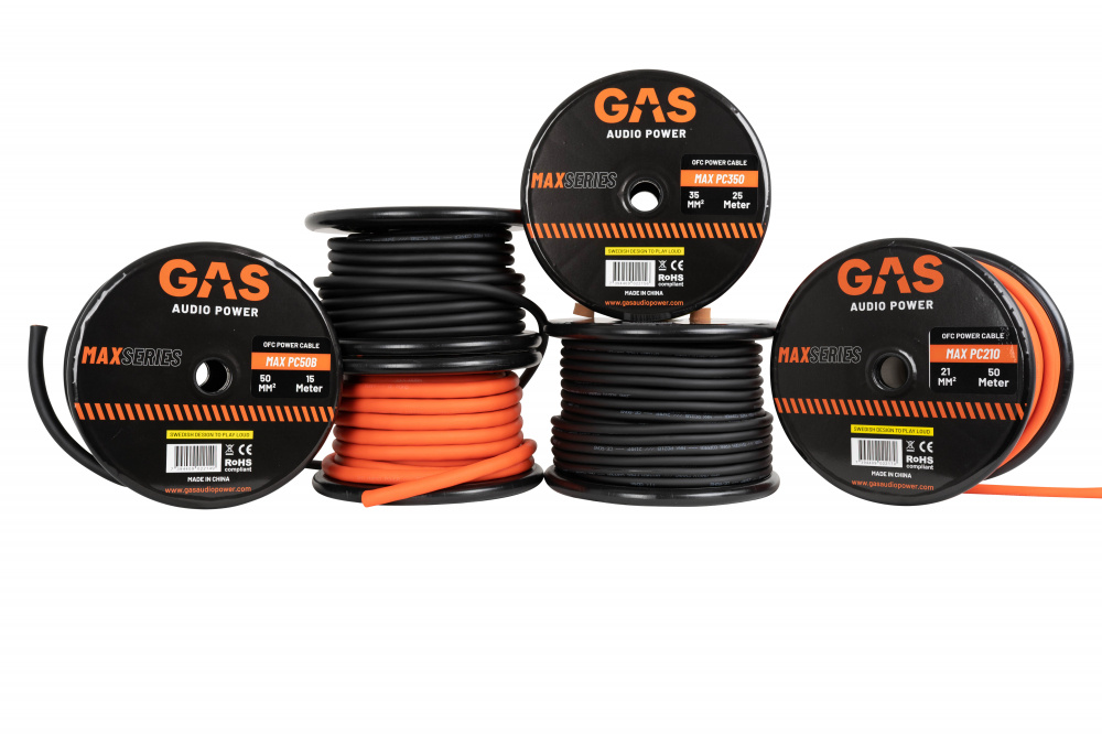 GAS MAX schwarzes 10mm² OFC-Stromkabel, Preis pro Meter
