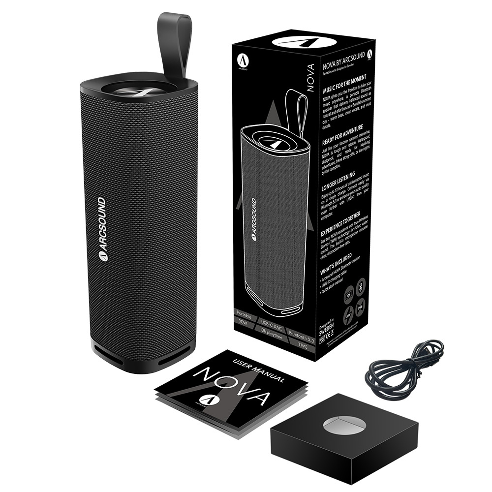 Arcsound NOVA tragbarer Lautsprecher mit Bluetooth, schwarz
