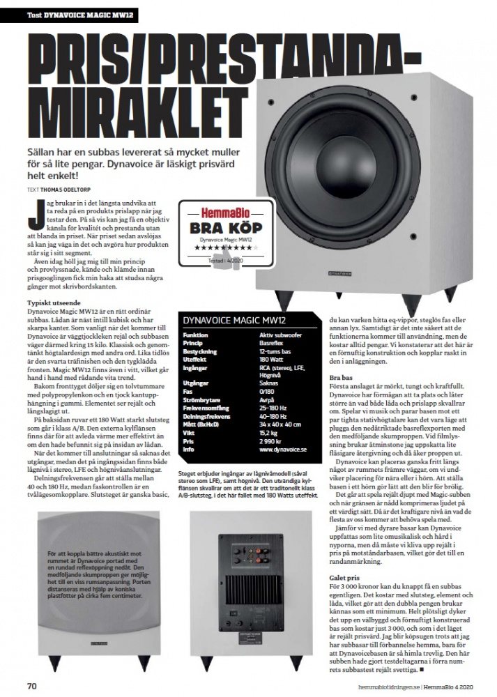 Dynavoice Magic MW12 Subwoofer, schwarz