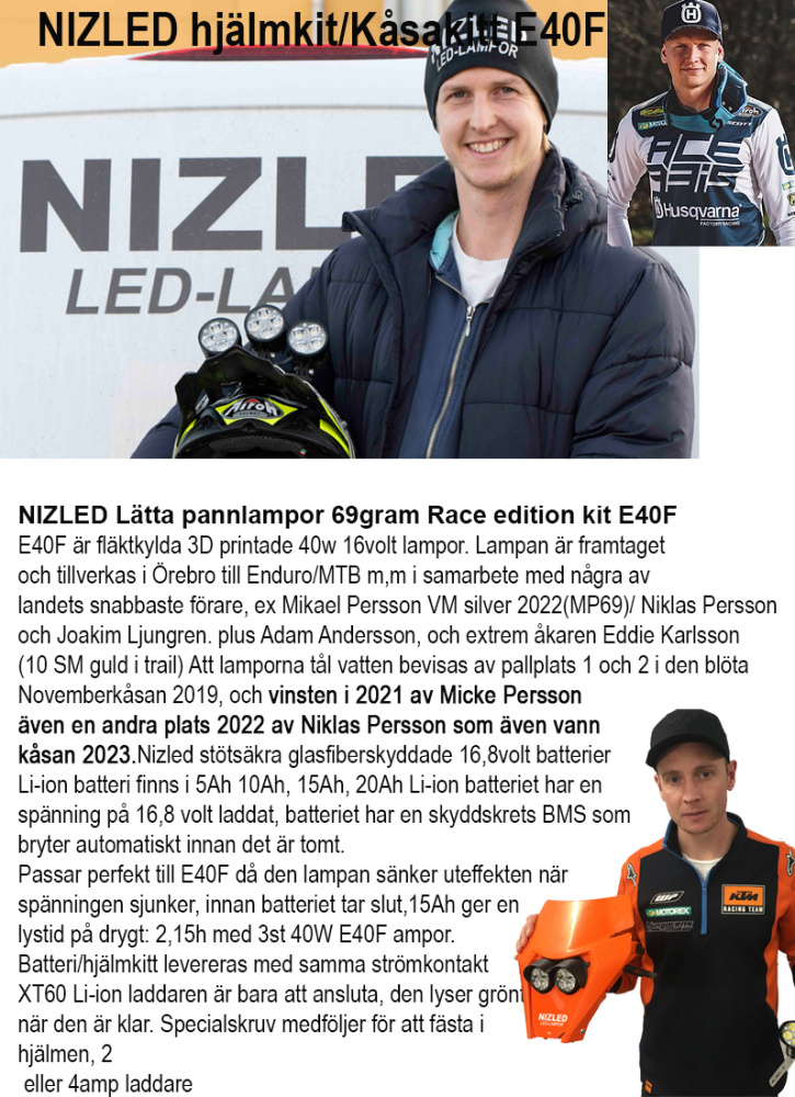 Nizled Spitzen-Helmkit ohne Lüfter, 2x40W 16,8v Batterie-/Motorradbetrieb