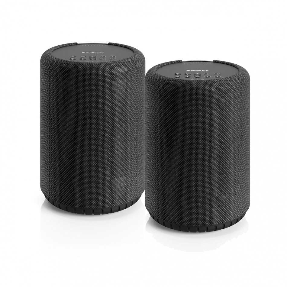 2er-Pack Audio Pro A10 MKII W, kompakter Multiroom-Lautsprecher mit WiFi, schwarz