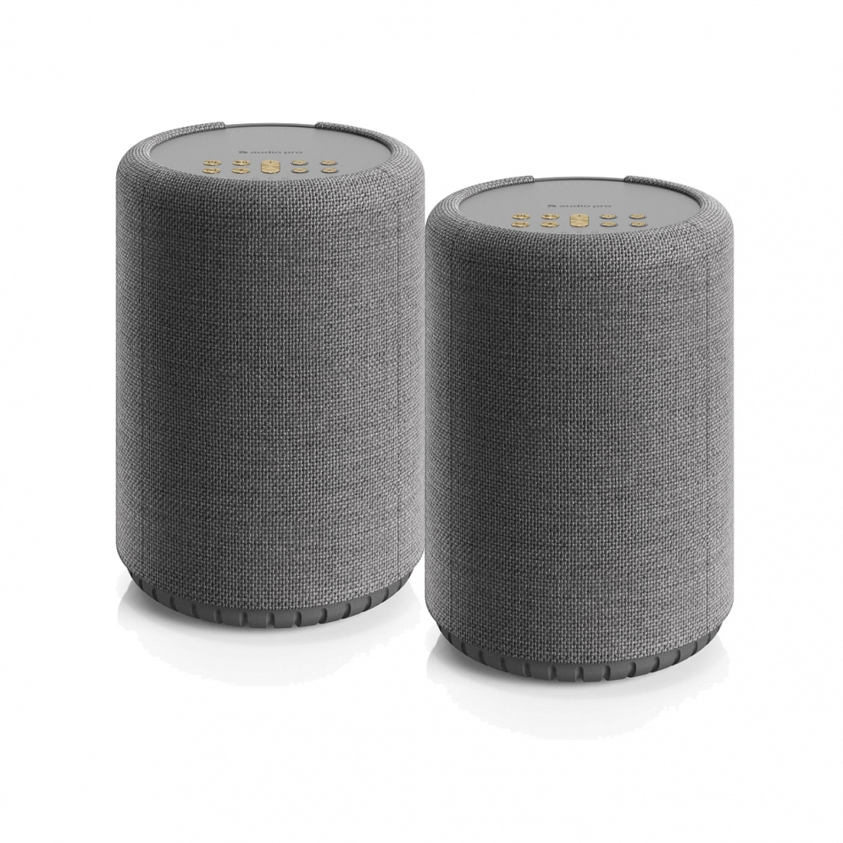 2er-Pack Audio Pro A10 MKII W, kompakter Multiroom-Lautsprecher mit WiFi, dunkelgrau