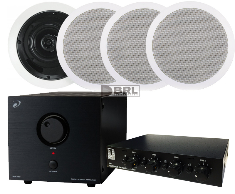 4 Stück Dayton Audio CS420EC + APA150 + Lautsprecherumschalter