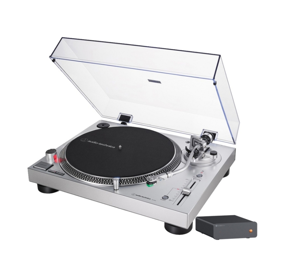 Audio Technica AT-LP120XUSB silber mit externem RIAA Fosi Audio Box X5