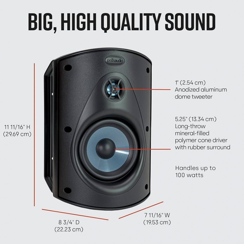 Dynavoice CA802BT und Polk Audio Atrium 6 schwarze Außenlautsprecher, Stereo-Paket