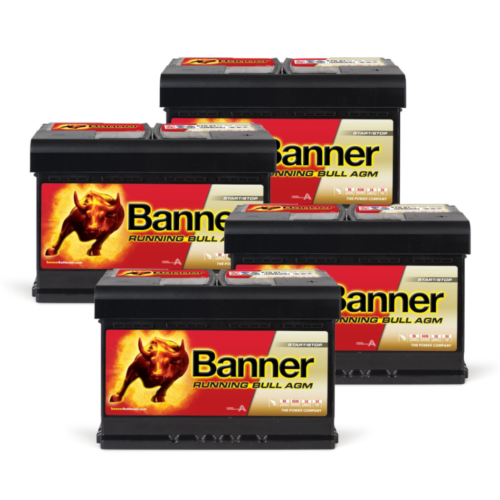 Batteriepaket, 4 Stück Banner 70Ah AGM