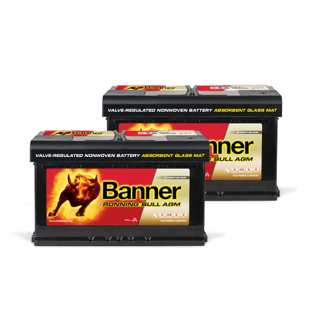 Batteriepaket, 2 Stück Banner 80Ah AGM
