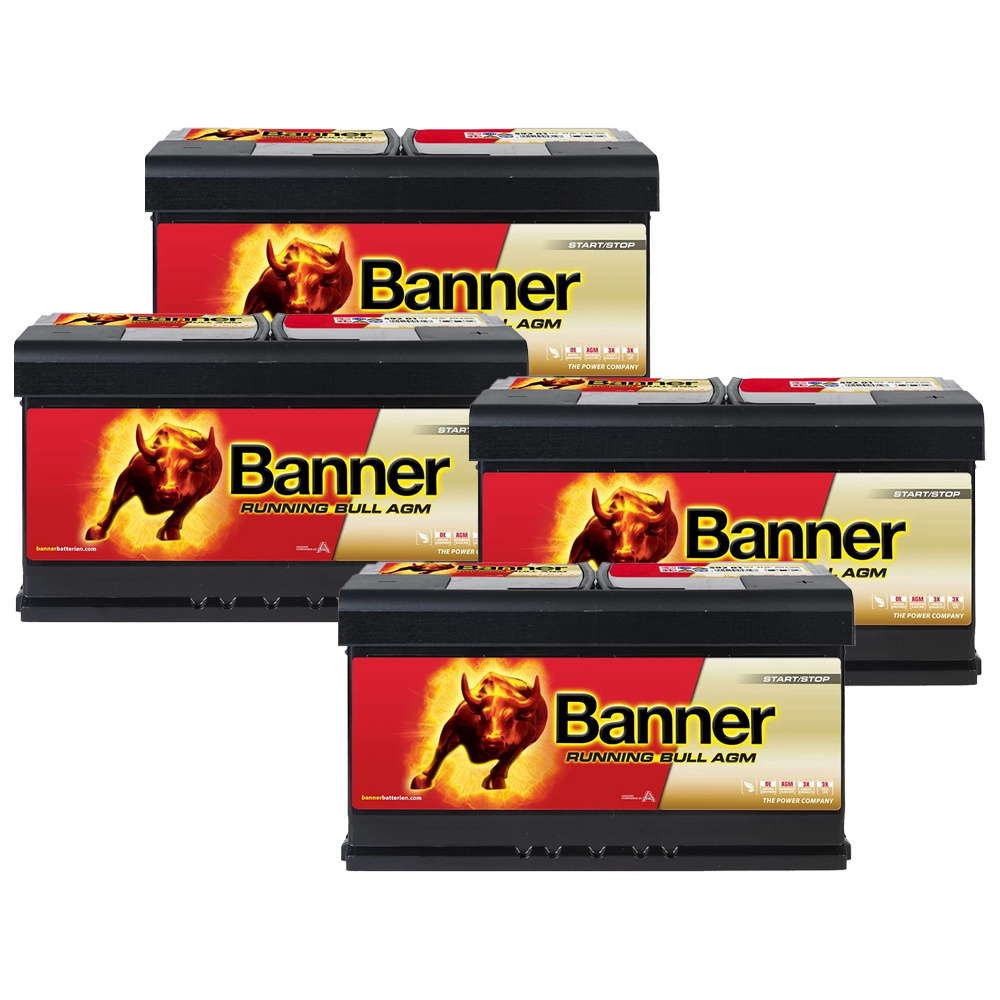 Batteriepaket, 4 Stück Banner 95Ah AGM