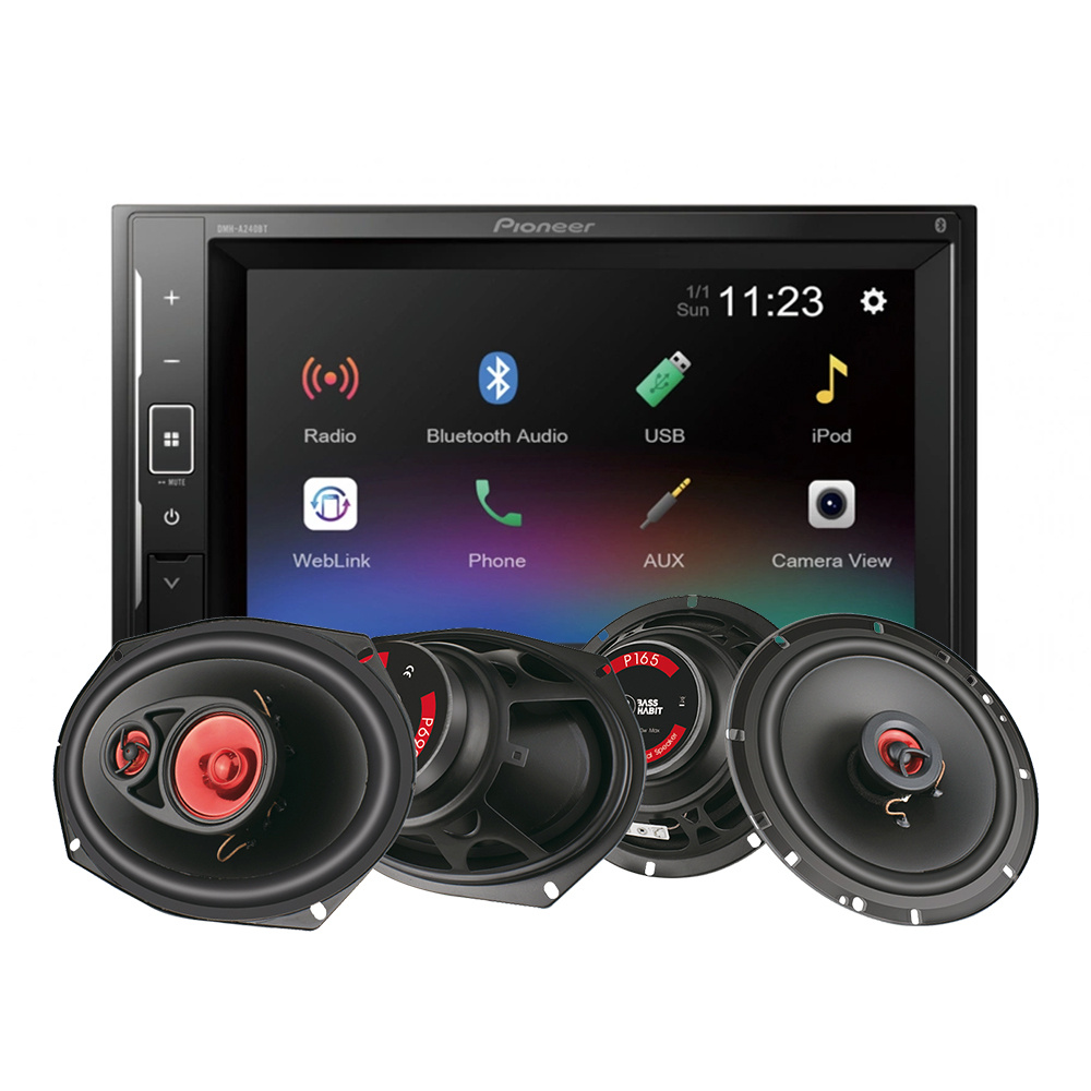 Pioneer DMH-A240BT & Bass Habit PLAY-Lautsprecher
