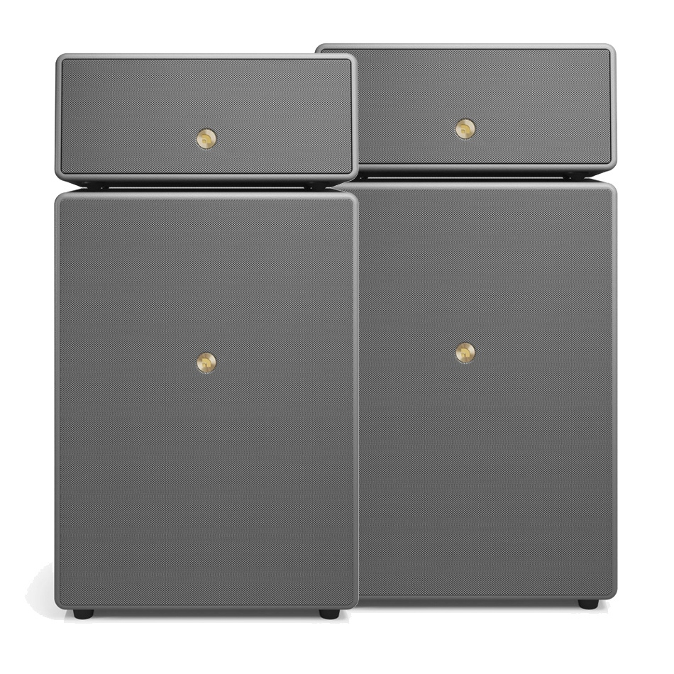 2er-Pack Audio Pro Drumfire II W Wi-Fi-Lautsprecher mit Google Cast & AirPlay 2, grau