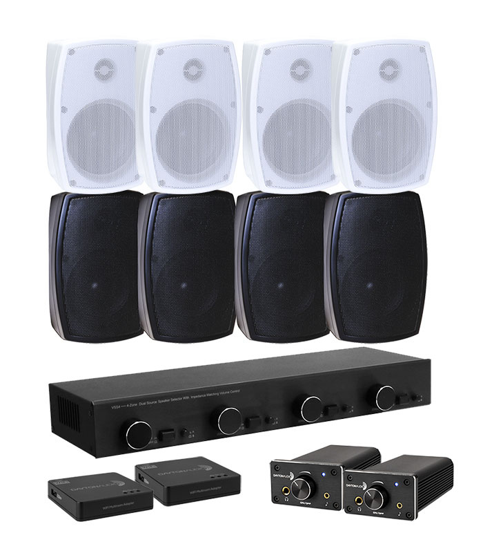 Dayton Audio DTA-120BT mit Lautsprecherumschalter, WiFi-Adapter & 4 Lautsprecherpaaren