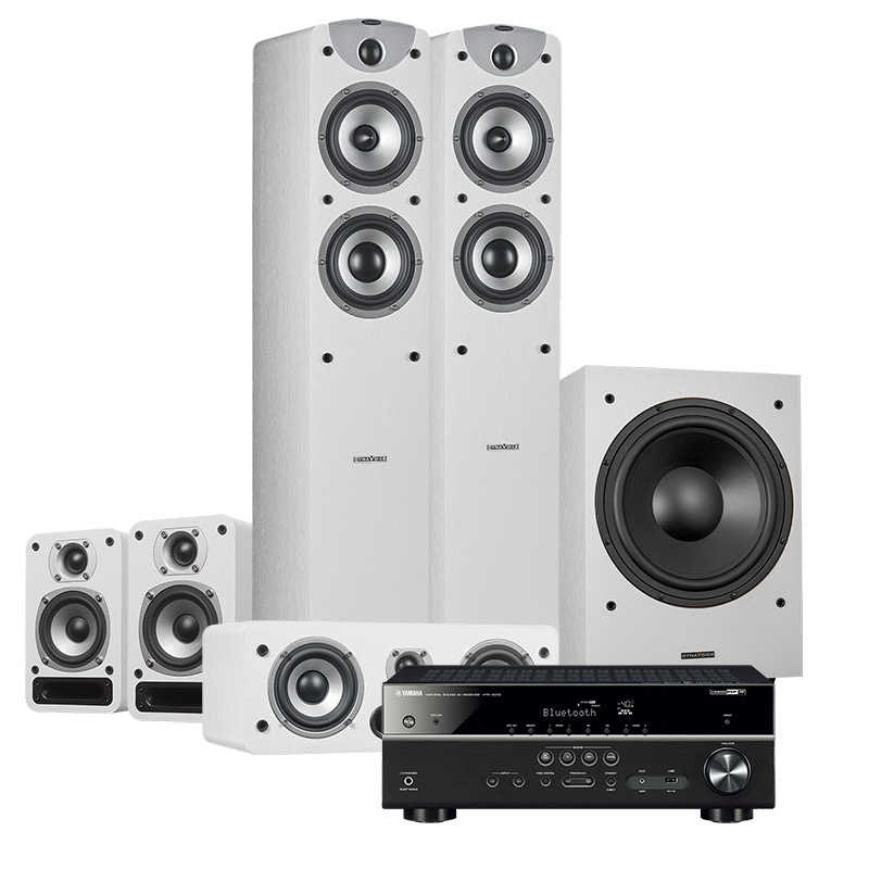 Dynavoice Magic F-5 EX Heimkino-Set 5.1 Weiß & Yamaha HTR-4072