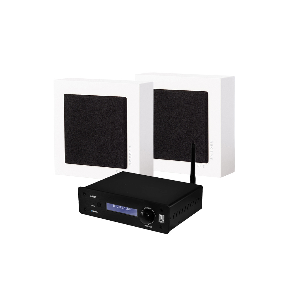 System One A50BT & 2er-Pack DLS Flatbox Slim Mini, Stereo-Set