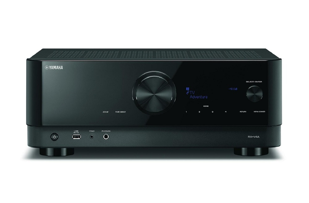 Yamaha RX-V4A & DLS Flatbox Mini On-Wall Heimkino-Set 5.0, weiß