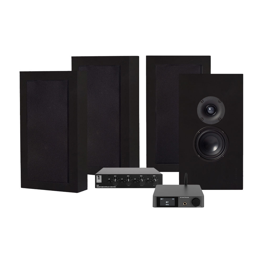 Dynavoice CA802BT, SC4B & 2 Paare mattschwarzer DLS Flatbox Midi