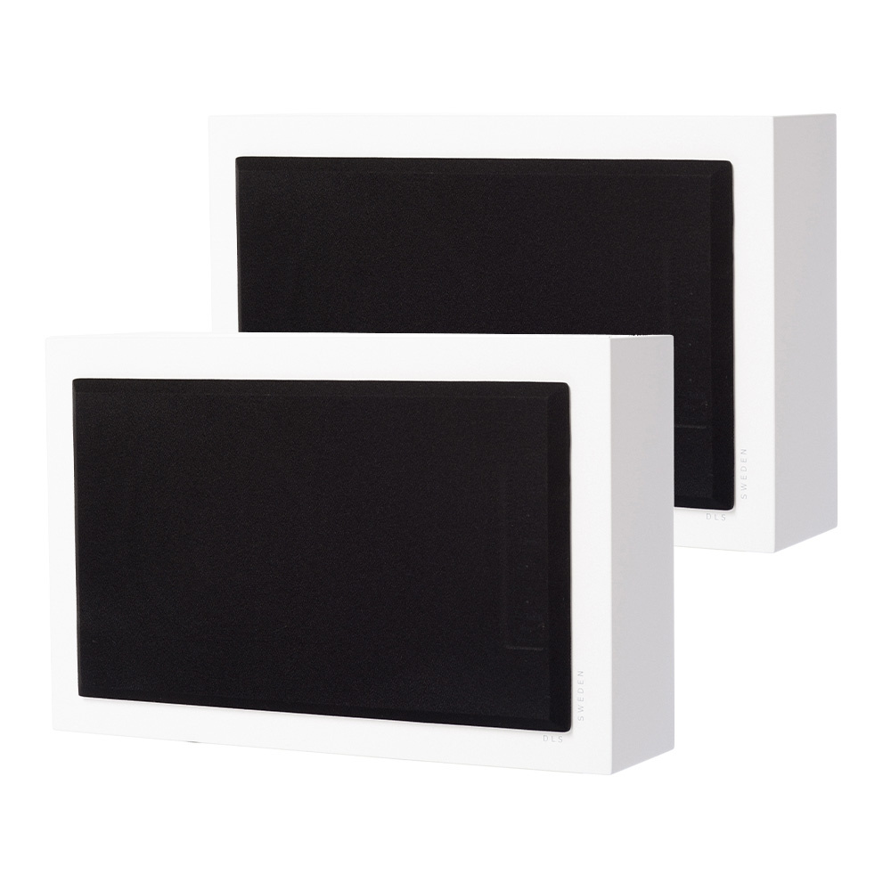 2er-Pack DLS Flatsub 8.2 wandmontierbarer aktiver Subwoofer, mattweiß