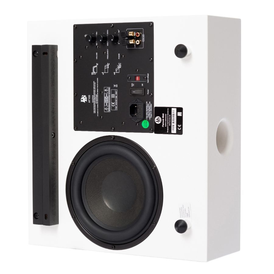 2er-Pack DLS Flatsub Midi aktivem Subwoofer zur Wandmontage, mattweiß