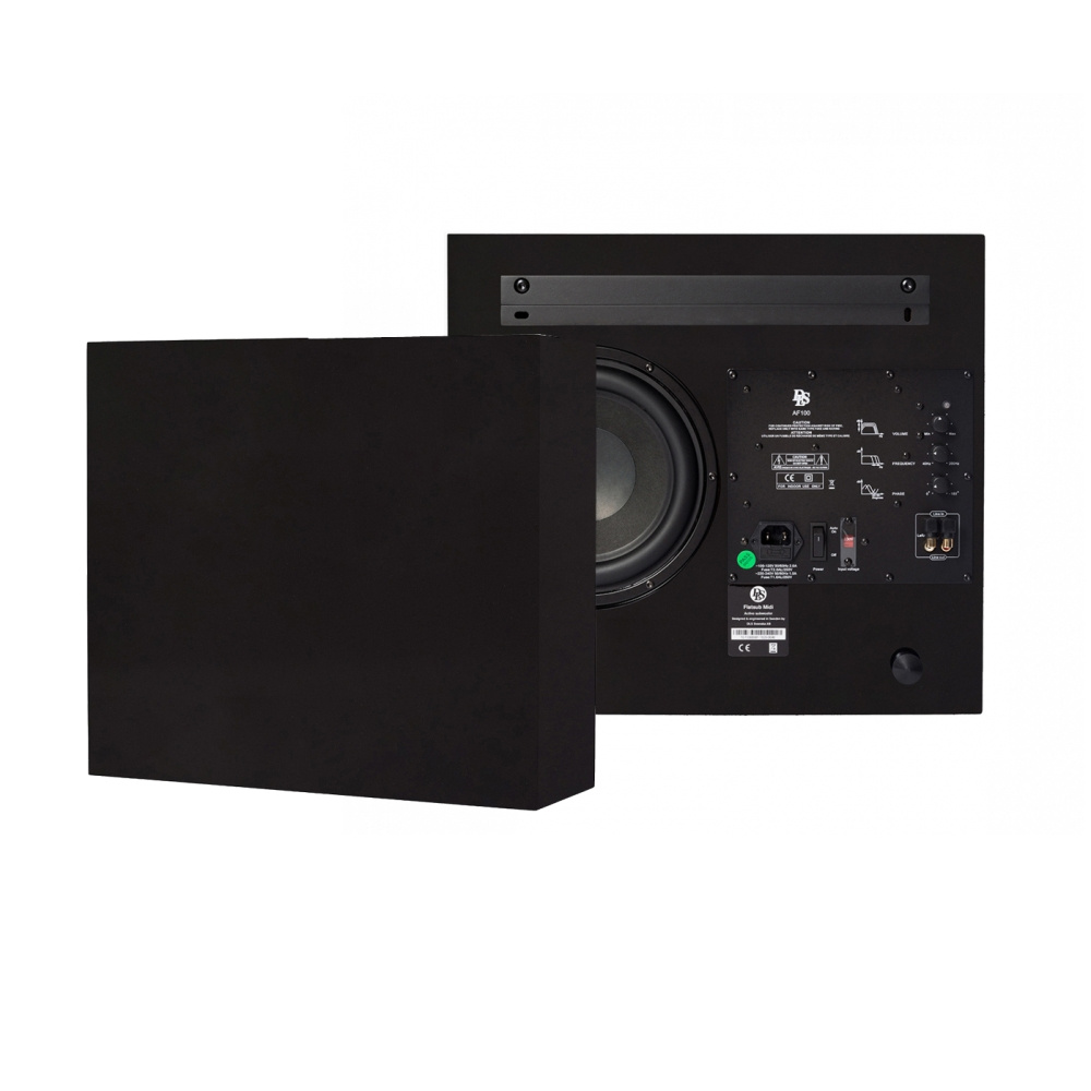 2er-Pack DLS Flatsub Midi aktivem Subwoofer zur Wandmontage, matt schwarz