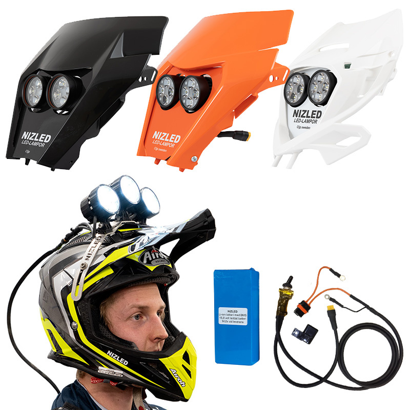 Nizled Helmset 2017-2023 für Motorräder mit 5 Lampen, Helmkitt, 15Ah-2h Akku + Helmladegerät und Lampenabdeckung