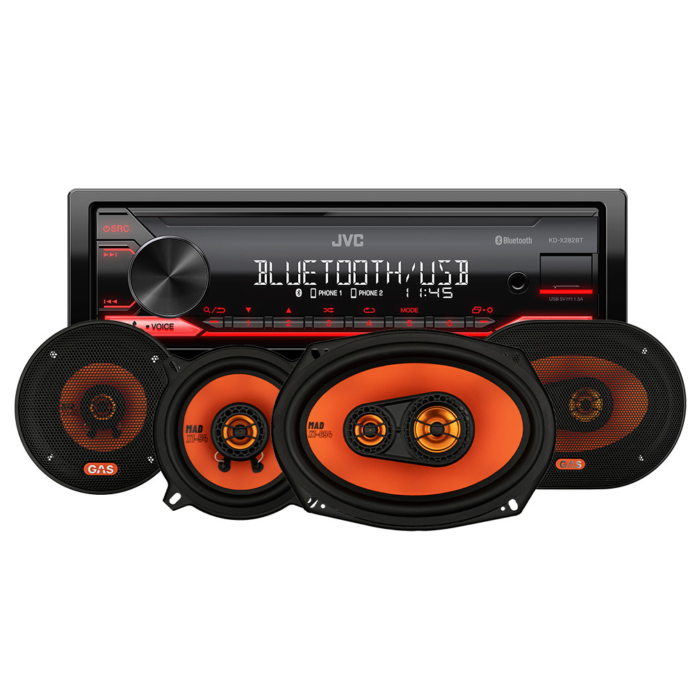JVC KD-X282BT & GAS MAD X1-Lautsprecher, Car-Audio-Paket
