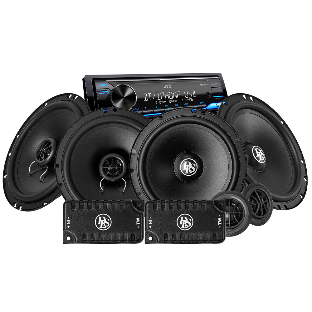 JVC KD-X382BT & DLS PA Front- und Hecksystem, Car-Audio-Paket