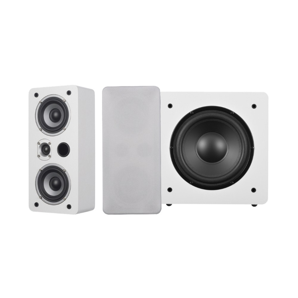 Dynavoice Magic LCR-4 mit Challenger Sub 8 2.1 Lautsprecherpaket, weiß