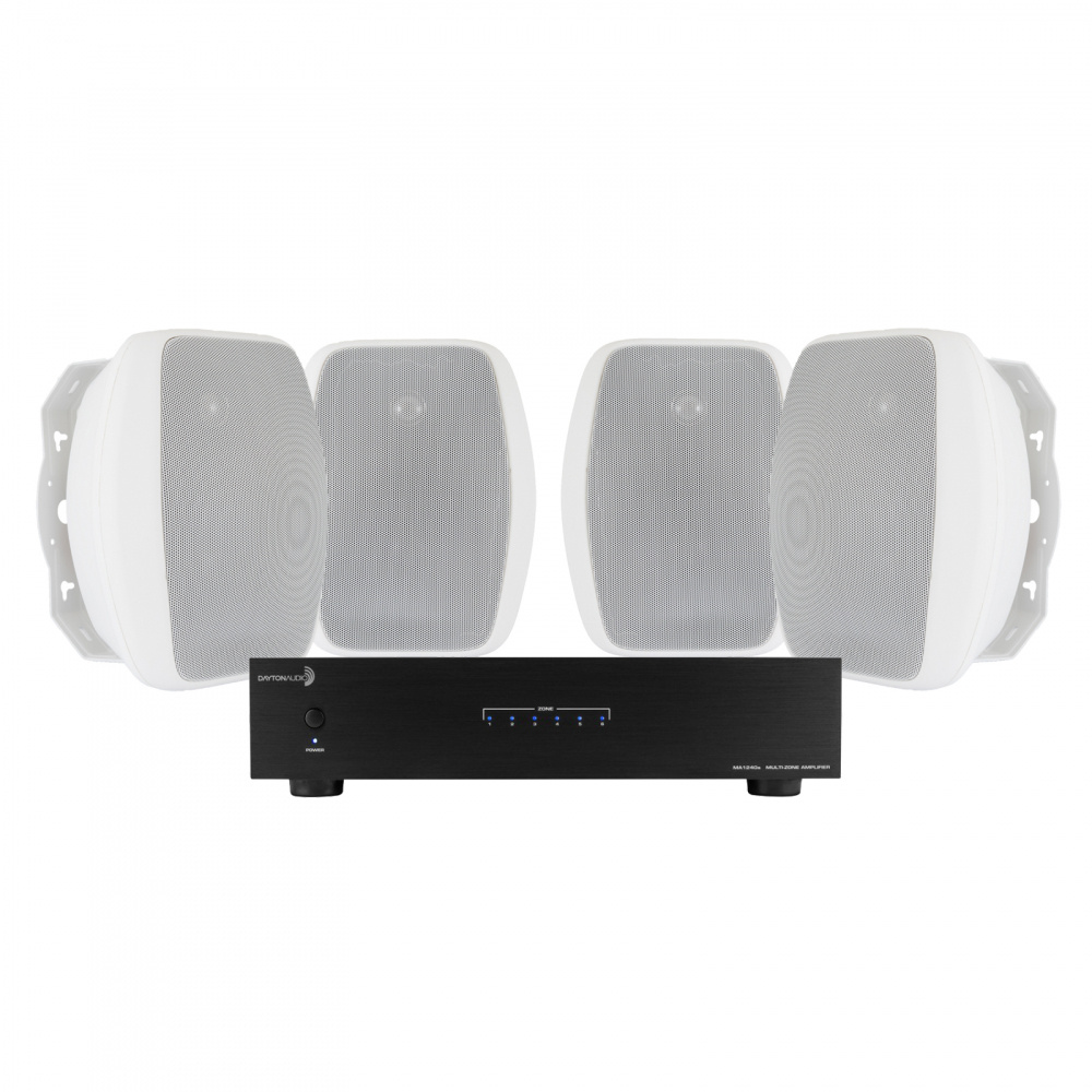 Dayton Audio MA1240 und 2 Paar System One OD570 für das Fitnessstudio oder die Terrasse