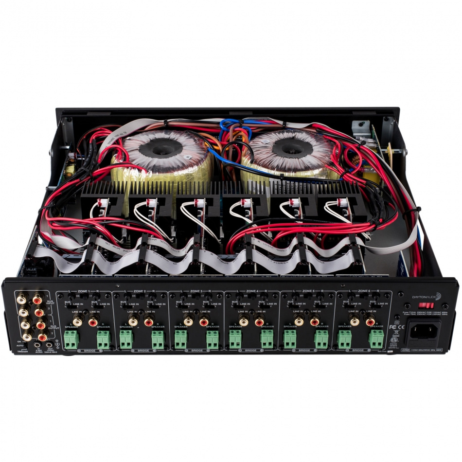 Dayton Audio MA1260 & 2 Paar schwarze DLS MB6i für das Fitnessstudio oder die Terrasse