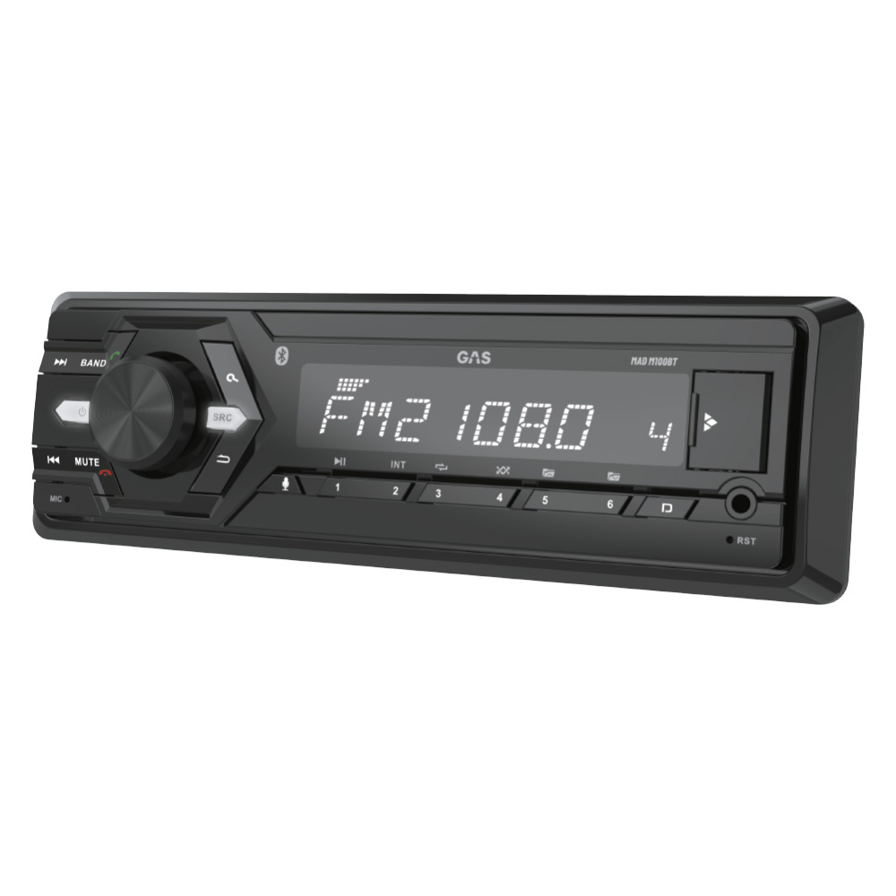 GAS MAD M100-BT Autoradio-Paket mit Bass Habit Play-Lautsprechern