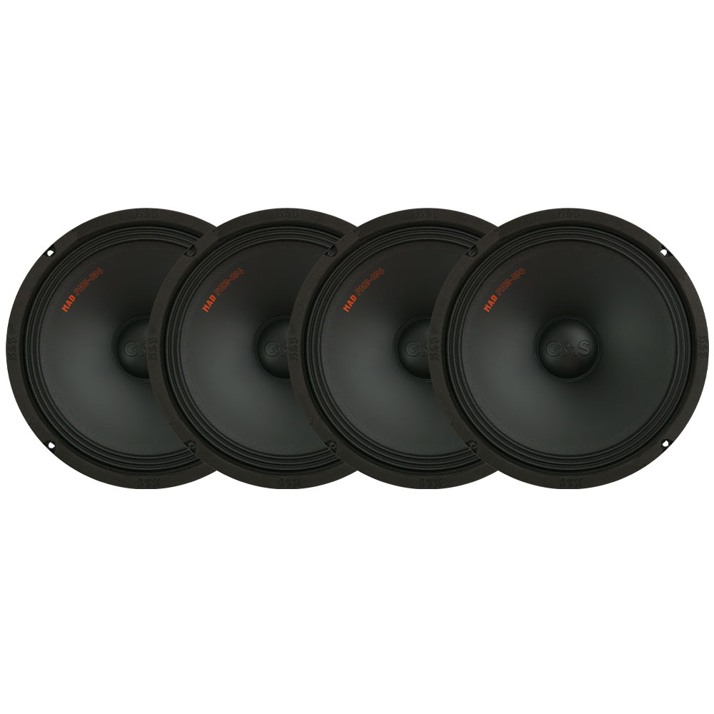 4er-Pack GAS MAD PM2-104, großartige 10-Zoll-Mitteltöner