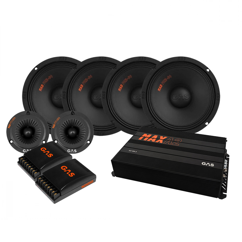 4er-Pack GAS MAD PM2-64 SPL mit Verstärker, mittel