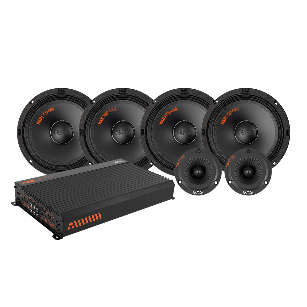 4er-Pack GAS MAD PM2-64S mit PT1-254 und Endstufe, SPL-Paket