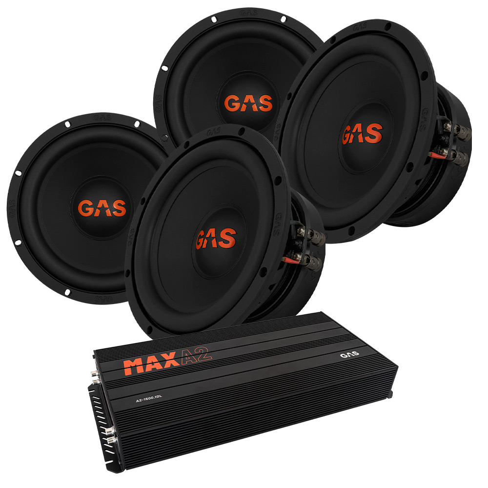 4er-Pack GAS MAD S2-8D2 & MAX A2-1500.1D, Basspaket