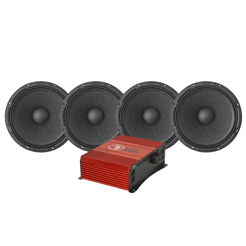 4er-Pack GAS MAX PM2-64 mit Bass Habit SE850.2DF, SPL-Paket