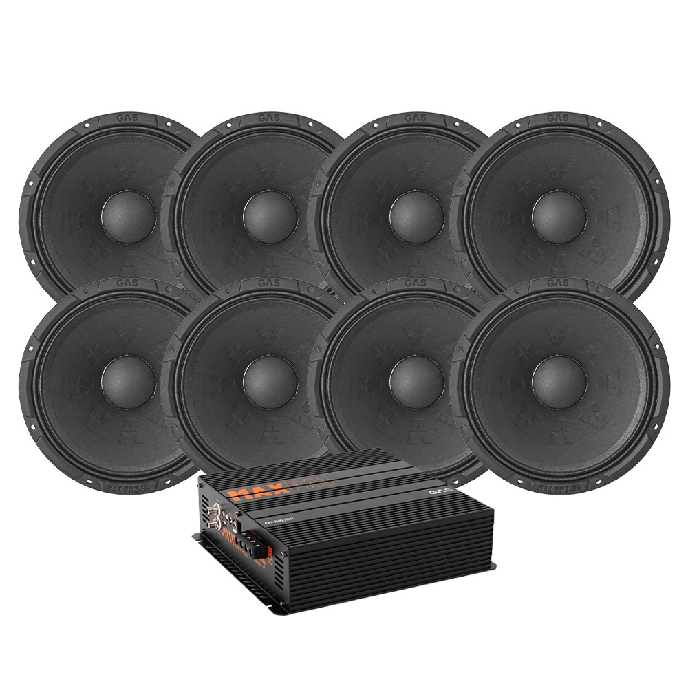 8er-Pack GAS MAX PM2-84 mit MAX PA1-1500.2DZ1, SPL-Paket