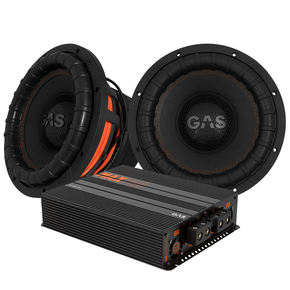 2er-Set GAS MAX S2-12D1 mit MAX PA1-5000.1DZ1, schweres Basspaket