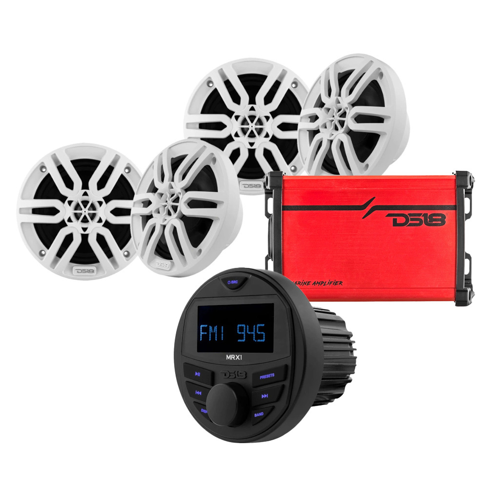 DS18 MRX1, maritimer Verstärker und 2 Paare MP6, komplettes Marine-Paket