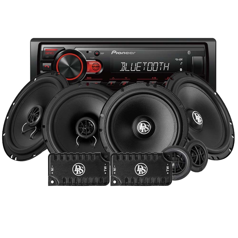 Pioneer MVH-230BT & DLS PA Front- und Hecksystem, Autoradio-Set