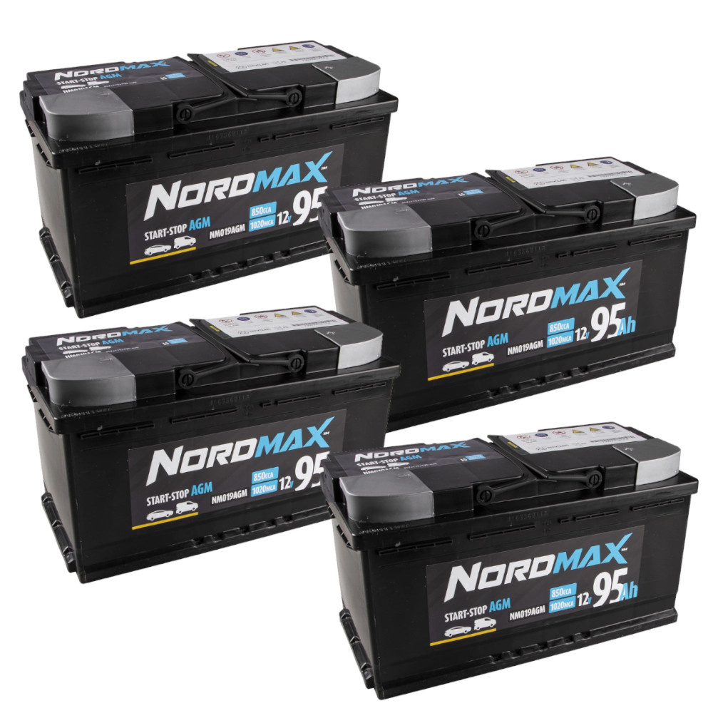 Batteriepaket, 4 Stk. Nordmax AGM-Batterie, 95Ah / 12V
