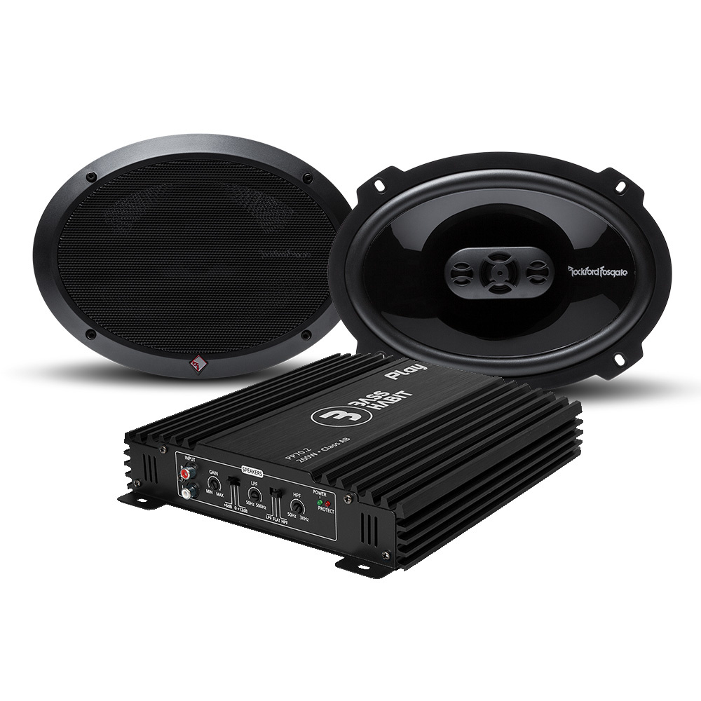 Rockford Fosgate Punch 6x9-Zoll & Bass Habit PP 70.2 (gen.2), Lautsprecher-Paket