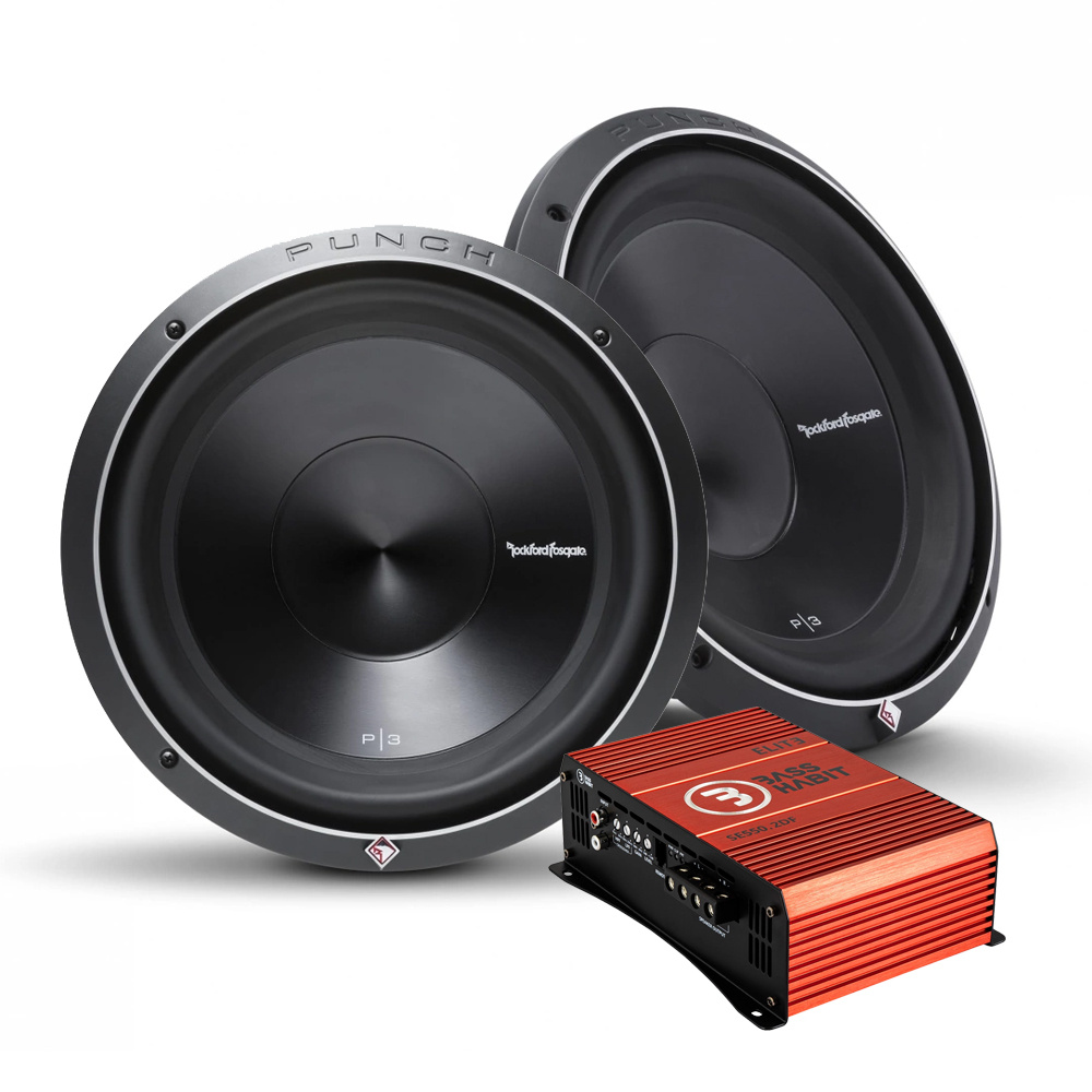 2er-Pack Rockford Fosgate P3D2-12 & Bass Habit SE550.2DF, Bass-Paket