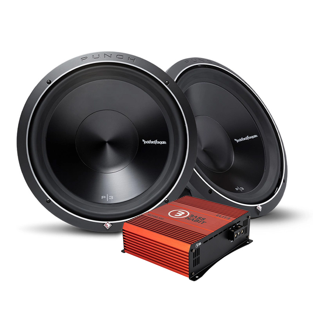 2er-Pack Rockford Fosgate Punch P3D412 & Bass Habit SPL ELITE 2100.1DF, Bass-Paket