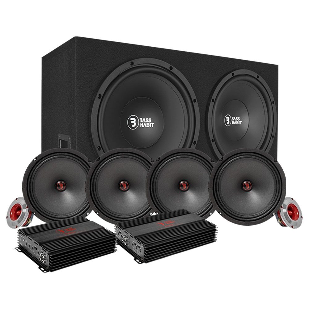 Bass Habit PL212 mit SR200M, SPL-Komplettpaket mit Verstärker