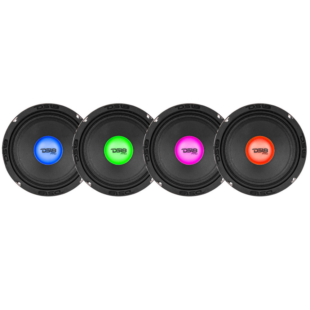 4er-Pack DS18 PRO-X6.4RGBCAP, 6,5-Zoll-Midbass mit RGB-LED-Beleuchtung