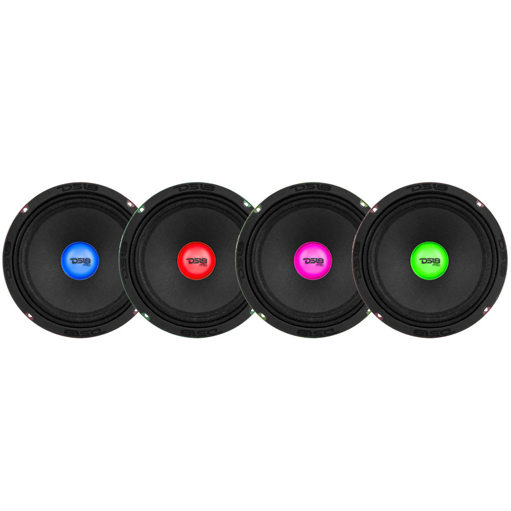 4er-Pack DS18 PRO-X8.4RGBCAP, 8-Zoll-Midbass mit RGB-LED-Beleuchtung