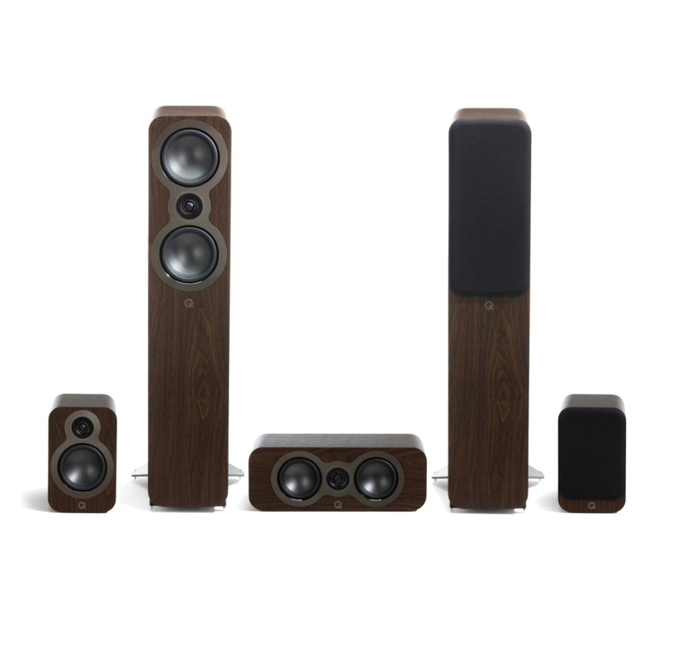 Q Acoustics 3050c 5.0-Lautsprecherpaket mit Center und Surround, Walnuss