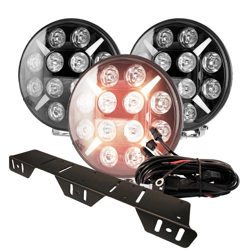 NIZLED Zusatzscheinwerfer-Paket 3er-Pack R120DRL, 120W, mit Halterung und Kabelbaum